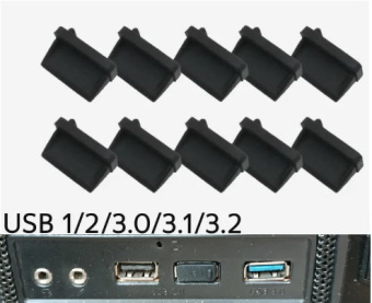 Аксессуар Силиконовые пылезащитные заглушки для USB Type-A портов (компл. 10 шт) черный