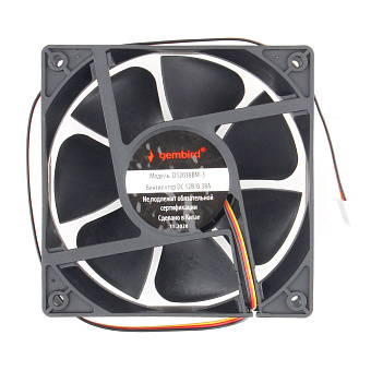 Вентилятор для корпуса 120mm Gembird D12038BM-3 (3-pin, 120x120x38mm, шариковый, провод 40 см)
