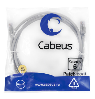 Кабель патч-корд .Patch cord кат.6  2.0м, серый