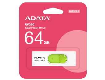 Флешка .64Gb A-DATA UV320, USB 3.2, белый/зеленый
