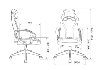 Кресло Zombie 50 (эко.кожа, без мех. качания, крест. пластик, до 120 кг) Черный