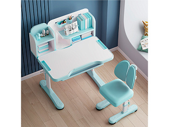 Стол Mealux Ergokids Panda blue (ш77 х г42-59 х в52-76, стул в комплекте) бело-синий