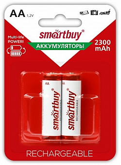 Аккумулятор AA, 1.2V, 2300mAh, 2шт, Smartbuy BL2