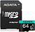 Карта памяти microSD 64Gb ADATA Premier Pro Series microSDXC Class 10 U3 V30 A2 (SD адаптер)