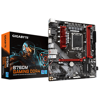Материнская плата Socket-1700 Gigabyte B760M GAMING DDR4 (B760) 2*DDR4 1*PCI-Ex16 1*PCI-Ex1 M.2 VGA HDMI DP mATX