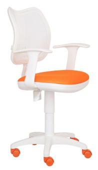 Кресло Бюрократ CH-W797 (сетка/ткань, пруж.-винт. мех. качания, крест. пластик, до 100 кг) Бело-оранжевый