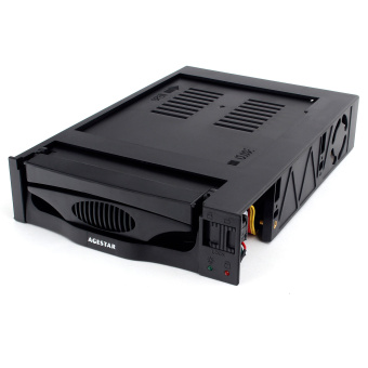 Мобильное шасси SATA 5.25" AgeStar SR3P-SW-2F (1*SATA 3.5", 1*вентилятор, пластик) Black (черный)
