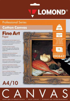 Бумага Lomond [A4] матовая, ярко-белый хлопковый холст, 340гр/м2, 10л
